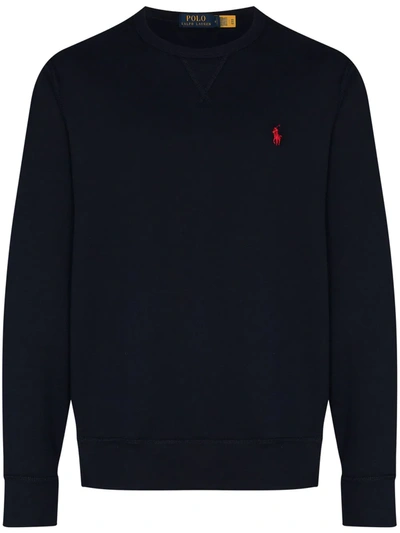 Polo Ralph Lauren Embroidered Logo Crew-neck Sweatshirt In Black