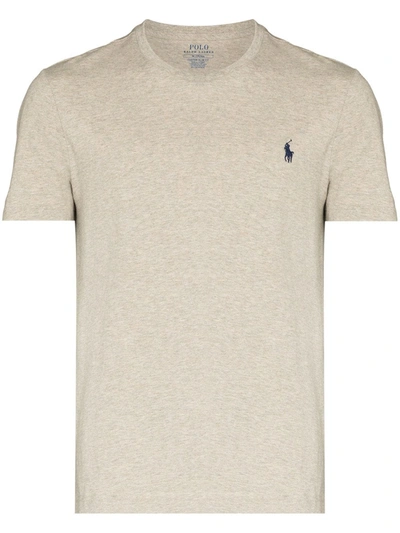 Polo Ralph Lauren Polo Pony Embroidered Cotton T-shirt In Grey