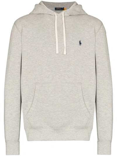 Polo Ralph Lauren Embroidered Logo Hoodie In Grey