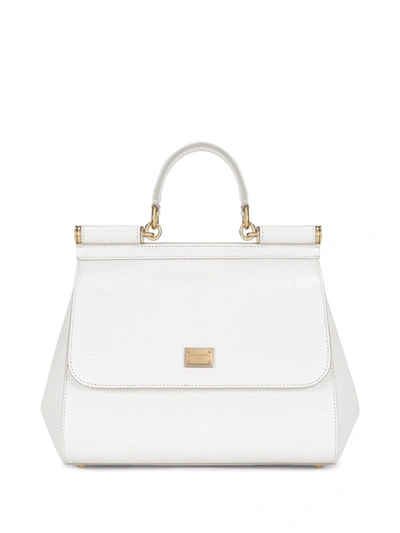 Dolce & Gabbana Medium Sicily Iguana-effect Shoulder Bag In White