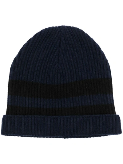 Cashmere In Love Bia Cashmere Striped Beanie In Blau