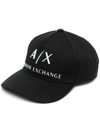 Armani Exchange Embroidered-logo Baseball Cap In Schwarz