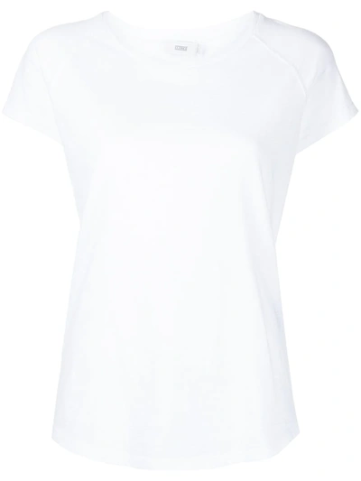 Closed Round Neck Cotton T-shirt In White