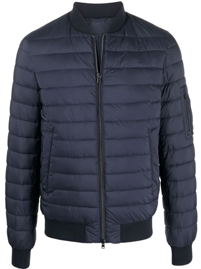 Herno Padded Bomber Jacket In Blau