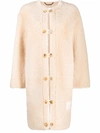 Chloé Single-breasted Shearling Coat In Light Camel