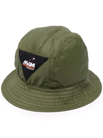 Msgm Logo-patch Bucket Hat In Green