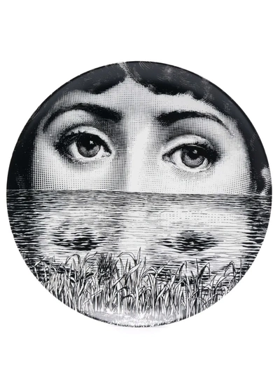 Fornasetti Face-print Plate In Schwarz