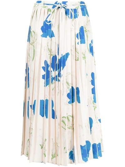 Rejina Pyo + Net Sustain Irma Pleated Floral-print Recycled Crepe Midi Skirt In Off-white