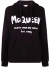 Alexander Mcqueen Cotton Mcqueen Graffiti Hoodie In Schwarz