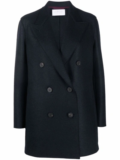 Harris Wharf London Notched-lapel Double-breasted Coat In Blue