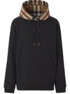 Burberry Samuel Sweatshirt With Check Hood In Schwarz