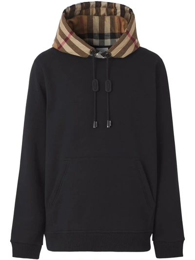 BURBERRY CHECK-DETAIL HOODIE
