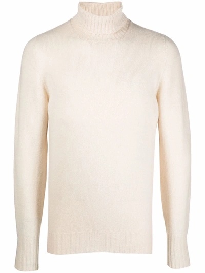 Drumohr Ribbed Knit Turtleneck Jumper In Nude