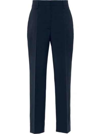 Prada Cropped Tailored Trousers In Blue
