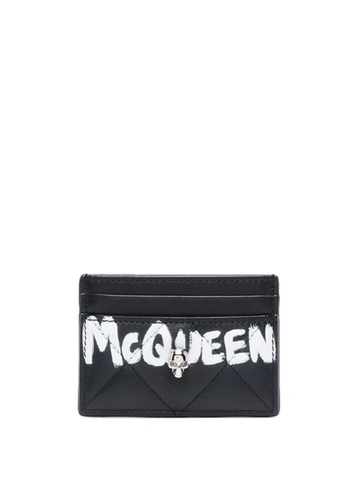 Alexander Mcqueen Skull-embellishment Quilted Wallet In Schwarz