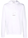 Saint Laurent Signature Logo Cropped Hooded Sweatshirt In Weiss