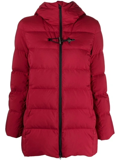 Fay Feather-down Hooded Padded Coat In Red