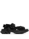 Alexander Mcqueen Tread-sole Leather And Webbing Sandals In Schwarz
