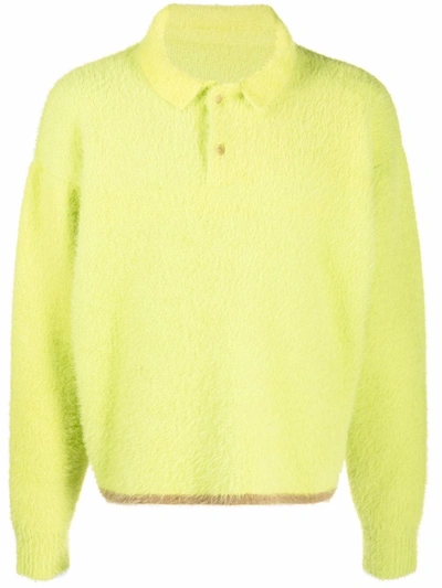 Jacquemus Le Polo Neve Textured Jumper In Light Green