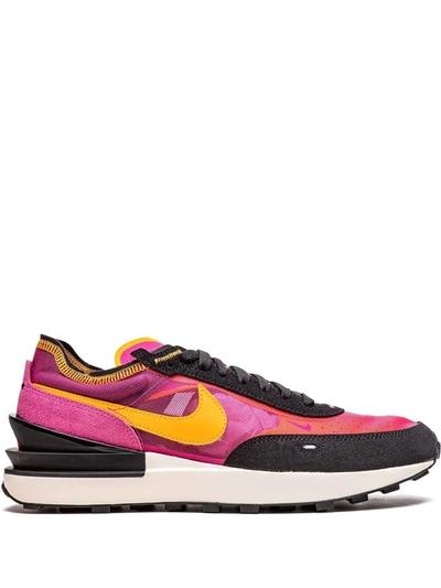 Nike Waffle One Suede And Leather-trimmed Mesh Sneakers In Fuxia