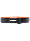Santoni Leather-strap Belt In Schwarz