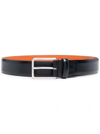 Santoni Leather-strap Belt In Schwarz