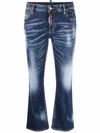 Dsquared2 Distressed-effect Cropped Flared Trousers In Blau