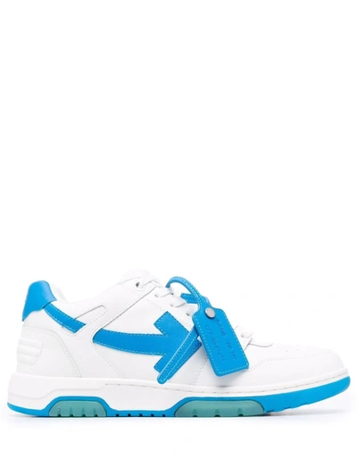 Off-white Out Of Office Walking Calf Sneakers In White,blue