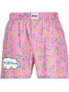 Duoltd Floral-print Slogan Boxer Shorts In 粉色