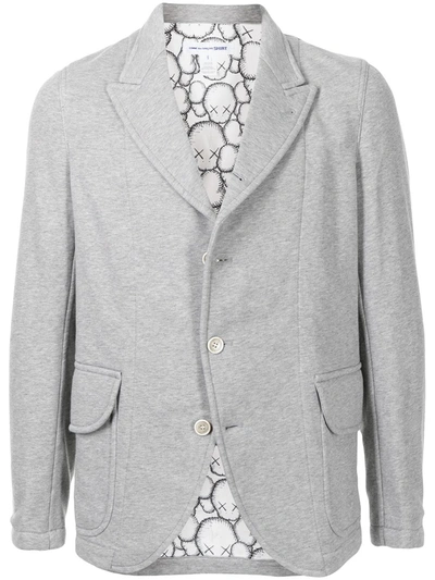 Comme Des Garçons Shirt Single-breasted Pouch-pocket Blazer In Grau