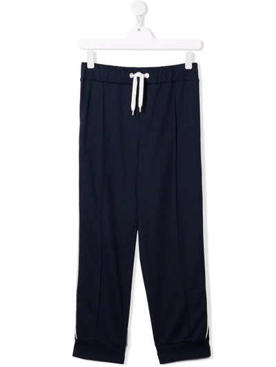 Fendi Teen Piped Trim Sweatpants In 蓝色