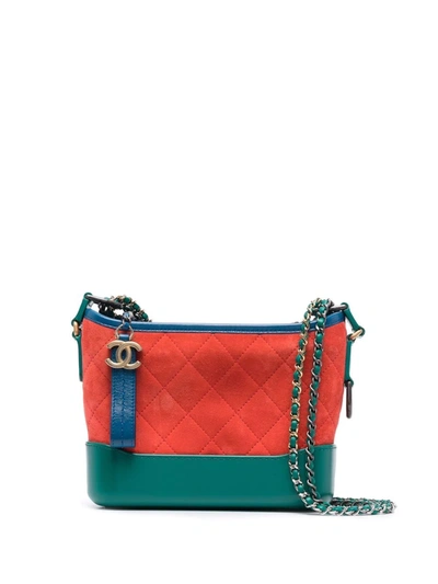 Pre-owned Chanel 2017 Colour-block Diamond Quilted Shoulder Bag In 红色