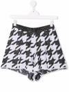 Simonetta Kids Wool Shorts With Maxi Houndstooth Motif In Black