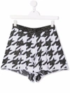 Simonetta Teen Houndstooth-pattern Knitted Shorts In 黑色
