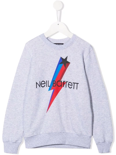 Neil Barrett Kids' Logo-print Cotton Sweatshirt In 灰色