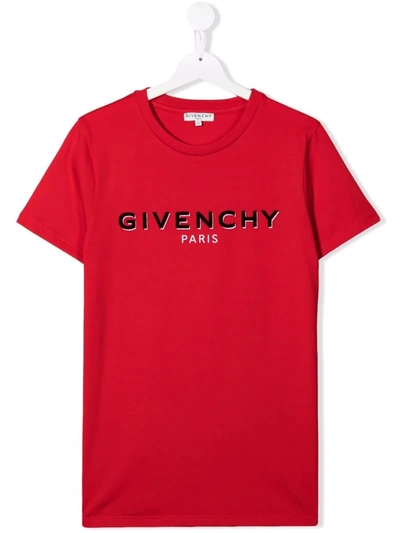 Givenchy Kids' Short-sleeve Logo-print T-shirt In 红色