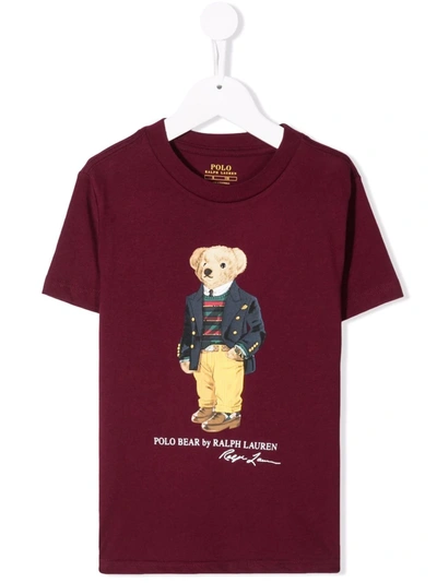 Ralph Lauren Babies' Teddy Bear T-shirt In 红色