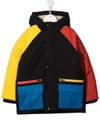 Stella Mccartney Colour-block Puffer Coat In 黑色