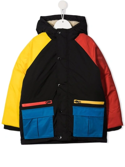 Stella Mccartney Kids' Colour-block Puffer Coat In Black