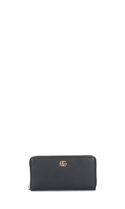 Gucci Black Small Gg Marmont Zip-around Wallet In 黑色