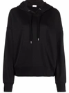 Moncler Logo Back Cotton Blend Hoodie In Black