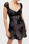 knee length dresses for ladies Widow Vampire Goth Velvet Sheer Floral Lace Ribbon Bow Babydoll Mini Dress