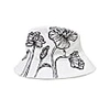 Quillattire White Hand Painted Floral Bucket Hat In Bucket