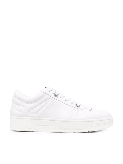 Jimmy Choo Hawaii Leather Flatform Sneakers In White