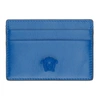 Versace Men's Medusa Leather Card Case In Blu Cobalto Blu Cobalto Oro