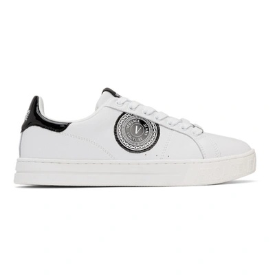 Versace Jeans Couture White & Black 88 V-emblem Court Sneakers