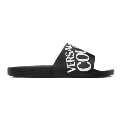 Versace Jeans Couture Logo-print Pool Slides In Black