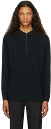 VEILANCE BLACK WOOL FRAME LONG SLEEVE POLO