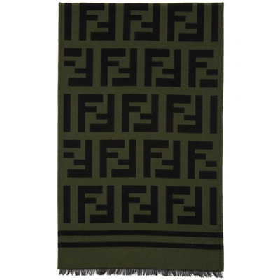 Fendi Oversized Ff Motif Rectangular Scarf In Noir