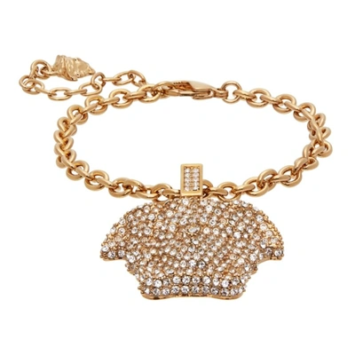 Versace Metallic Strass Pave Fashion Jewelry Bracelet In Gold